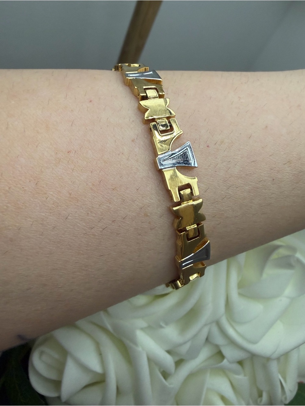 Flexi Gold and Silver Geometric Link Bracelet